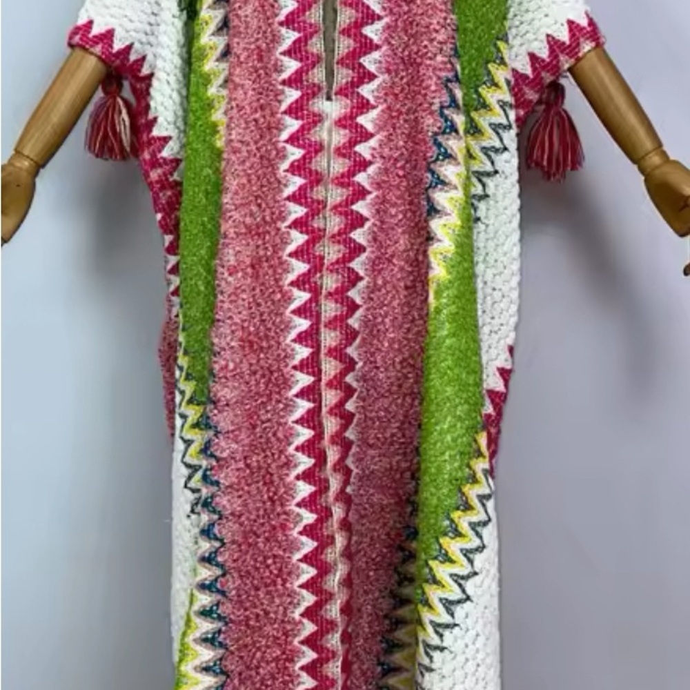 Long Oversized Colorful African Duster with Tassels
